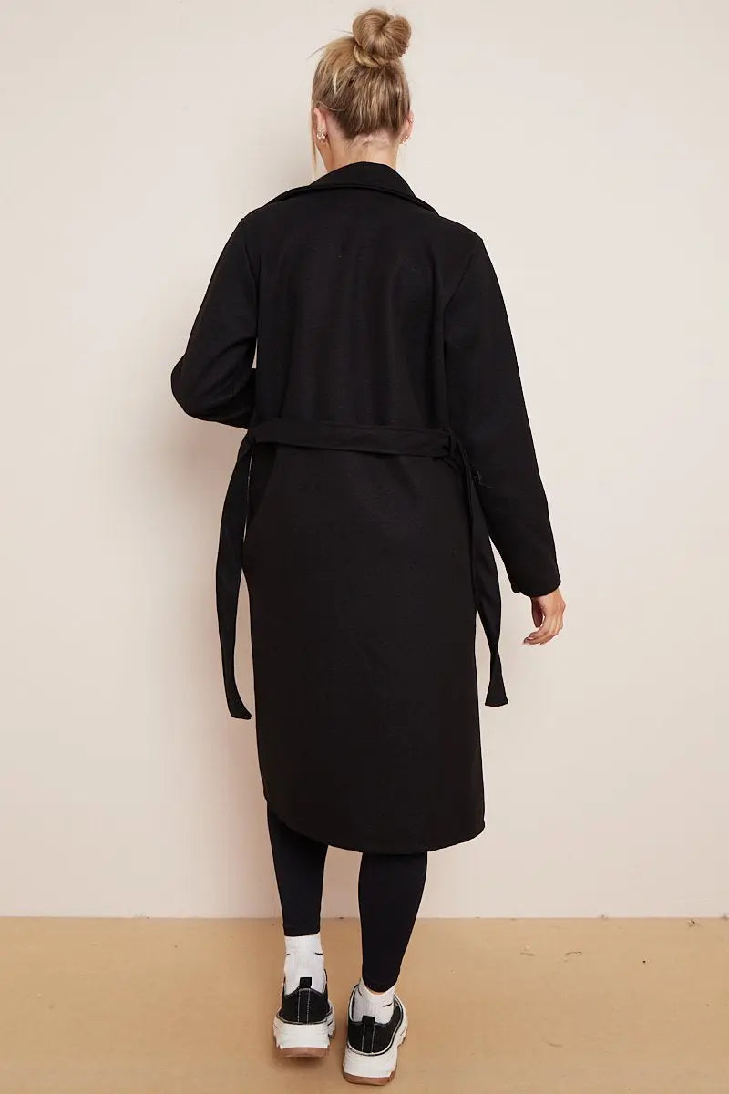 Cindy | Long Wool Ladies Trench Coat with Belt – Elegant & Warm