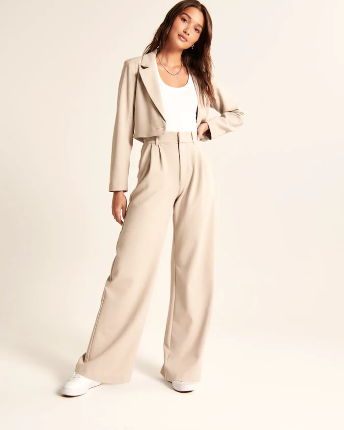Elisa | Beige Loose-Fit Wide-Leg Pants