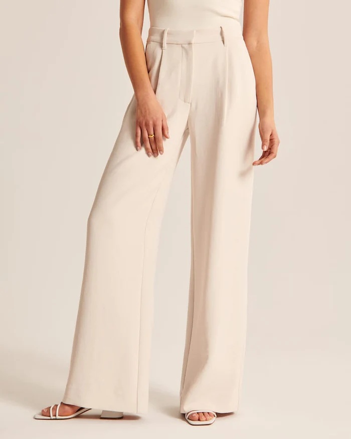 Elisa | Beige Loose-Fit Wide-Leg Pants