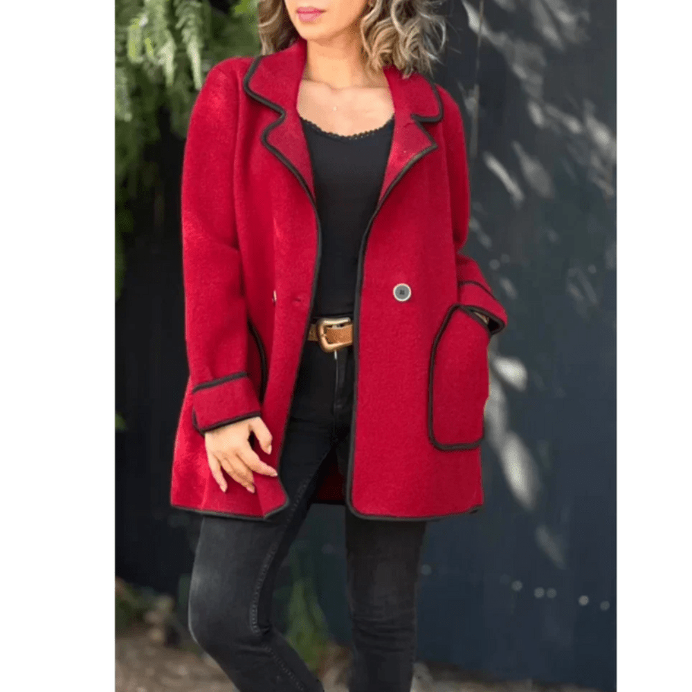 Bregina | Women's Winter Coat - Elegant Style with Contrasting Trim