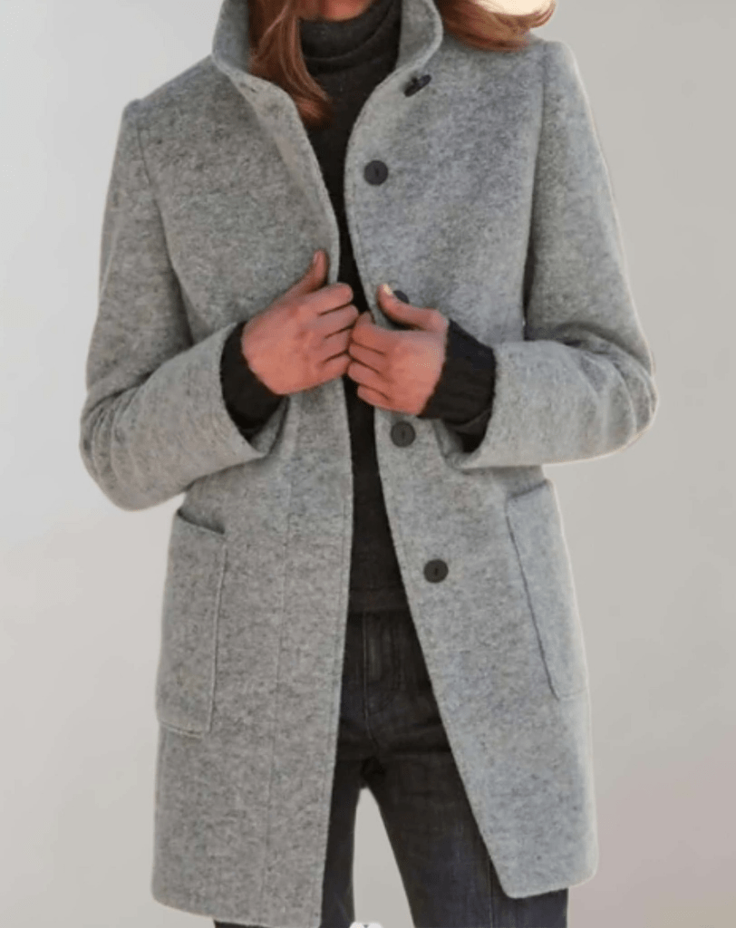 Gerdi | Women's Winter Coat - Wool Blend with High Neck and Practical Pockets