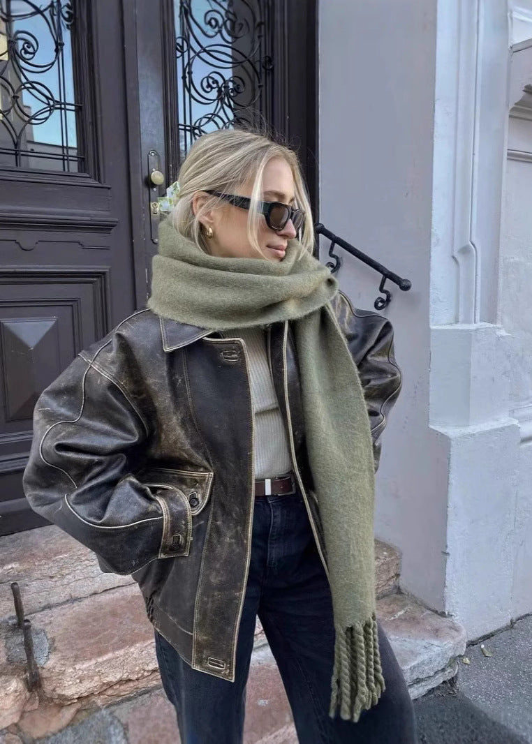 Lori | Vintage Vegan Leather Jacket for Women with Washed Look