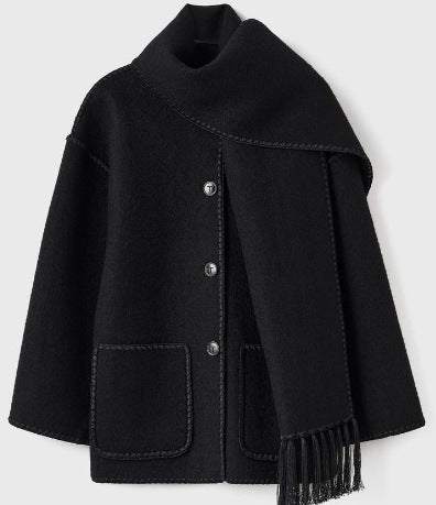 Tems I Luxe Wool Coat with Scarf