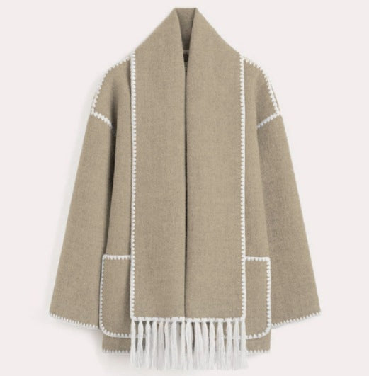 Tems I Luxe Wool Coat with Scarf