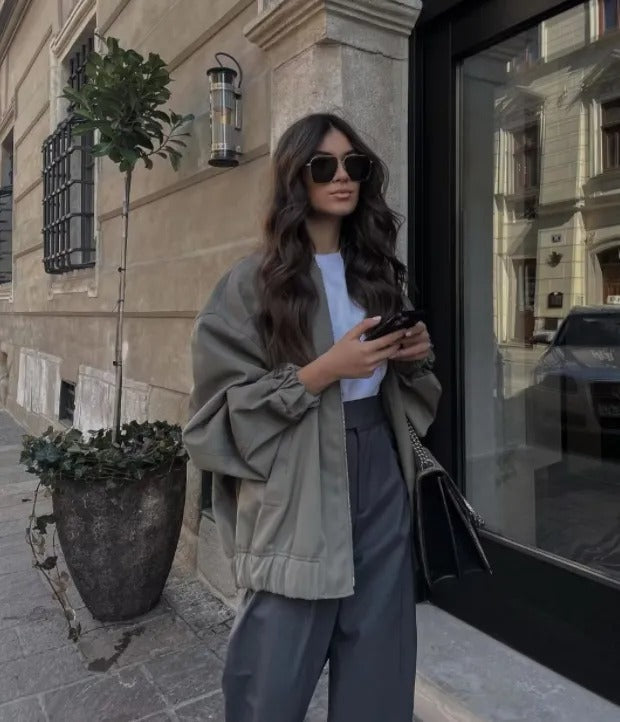 Oona | Women's Oversized Bomber Jacket - Lightweight and Comfortable