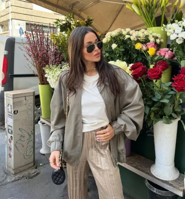 Oona | Women's Oversized Bomber Jacket - Lightweight and Comfortable
