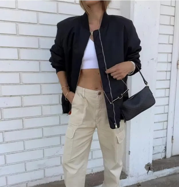 Oona | Women's Oversized Bomber Jacket - Lightweight and Comfortable