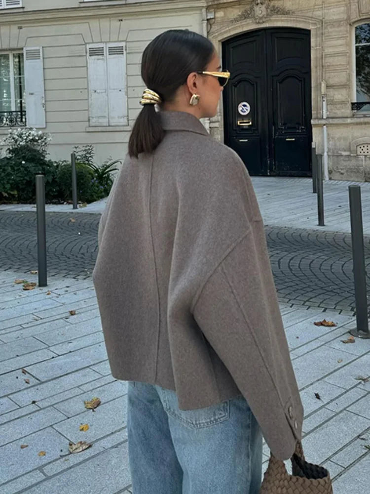 Hélené | Oversized Women's Wool Blend Coat – Classic & Warm
