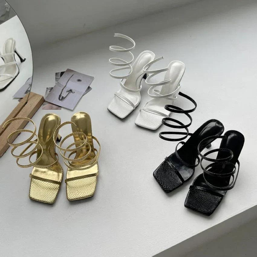 Gentile | Elegant Luxe Heels Featuring Golden Ankle Straps