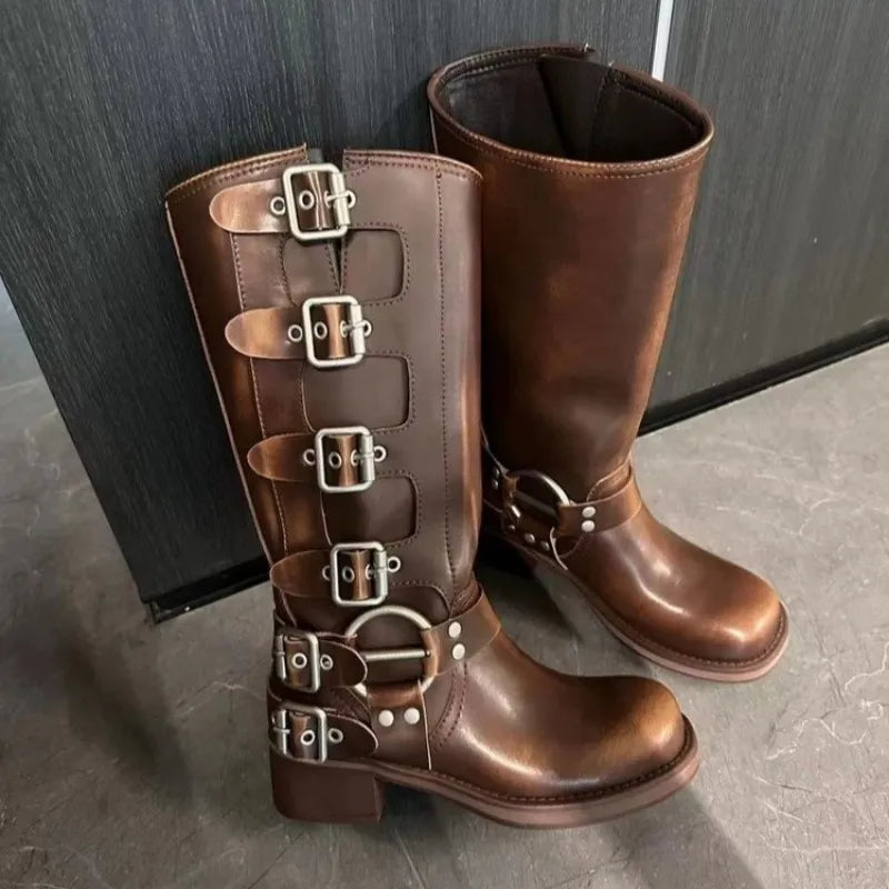 Malu | Chic Vintage-Inspired Biker Boots for Women