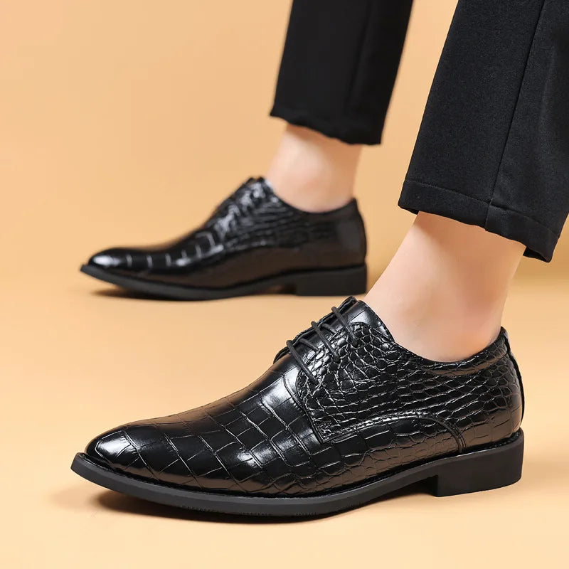 Lucas™ - Chic Crocodile Textured Vegan Leather Footwear
