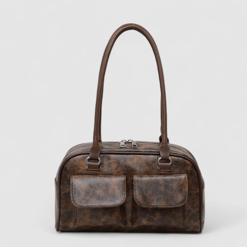Vintage Look Shoulder Bag for Women – Vegan Leather, 27 cm