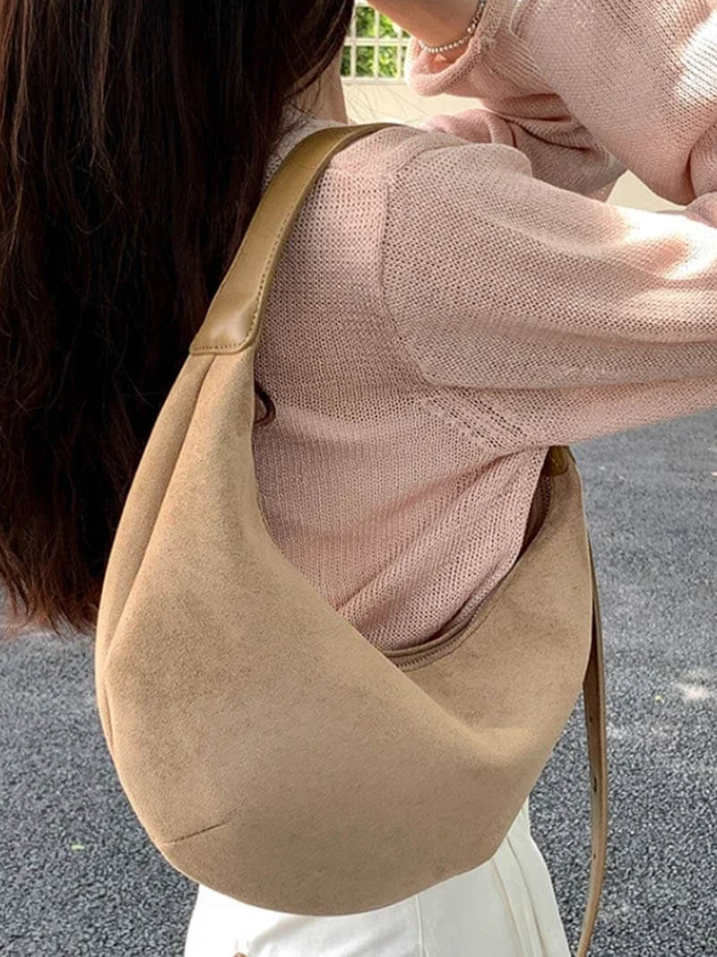 Anneya | Halfmoon Suede Shoulder Bag