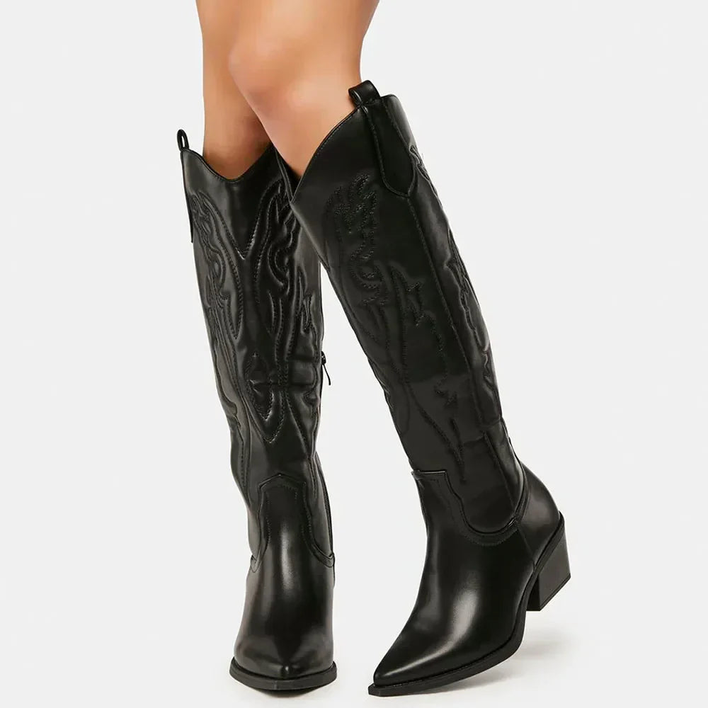 Dieke | Faux Leather Cowboy Boots in Western Style