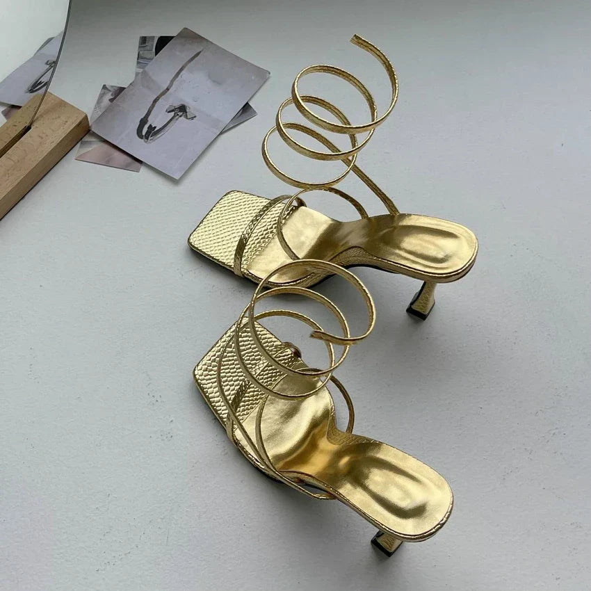 Gentile | Elegant Luxe Heels Featuring Golden Ankle Straps