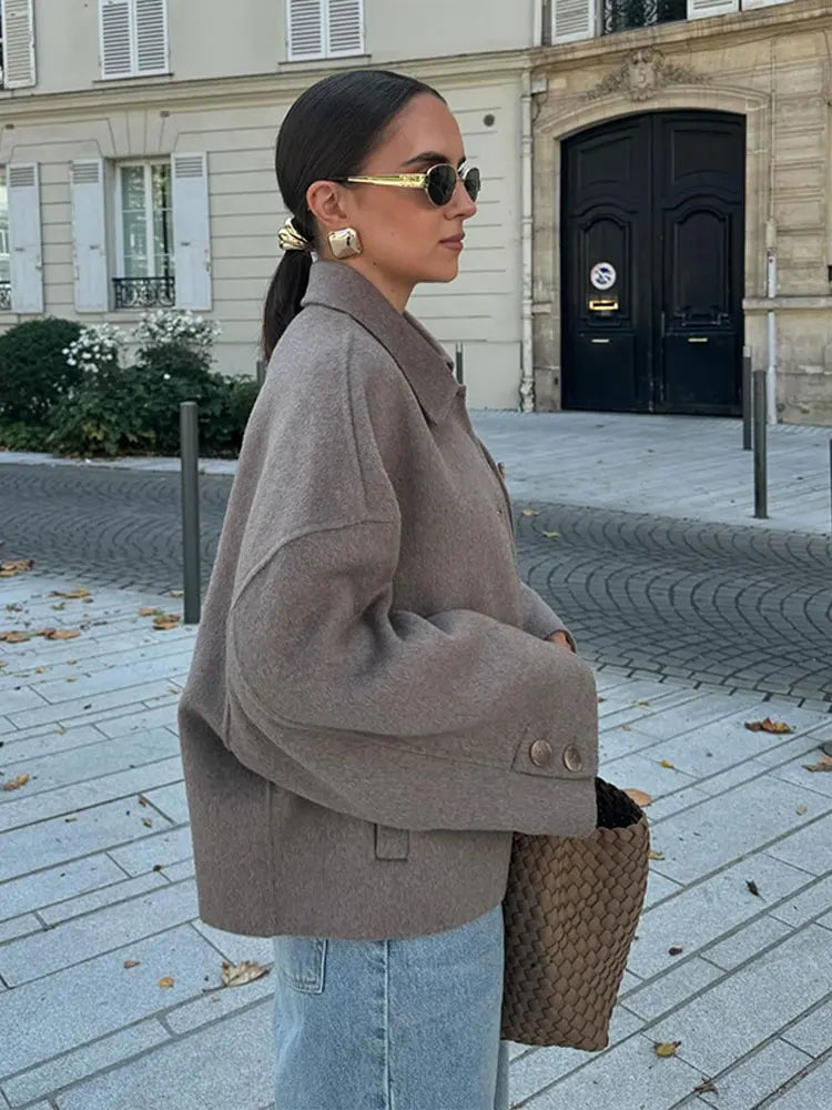 Hélené | Oversized Women's Wool Blend Coat – Classic & Warm