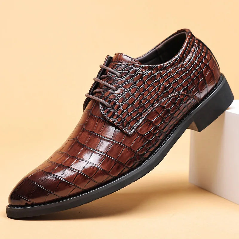 Lucas™ - Chic Crocodile Textured Vegan Leather Footwear