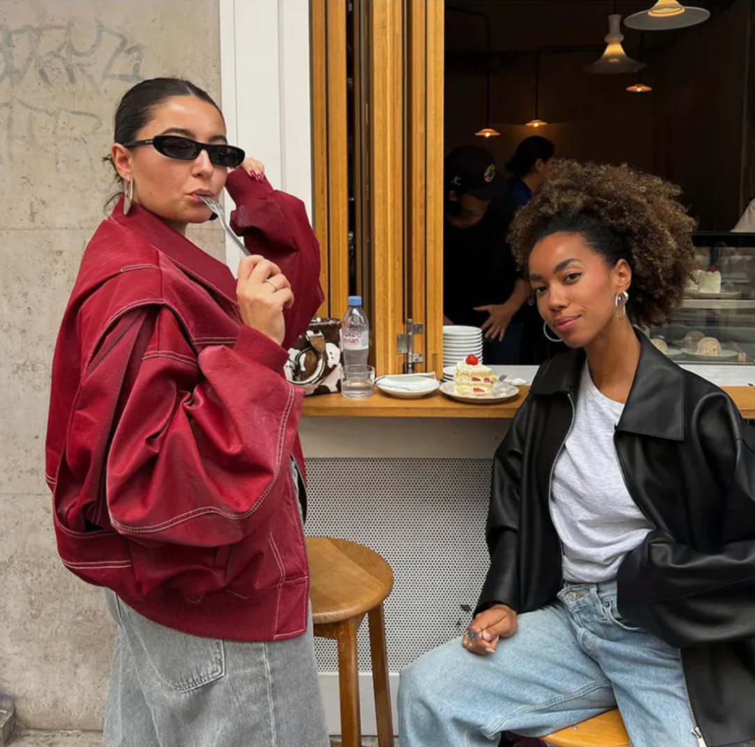 Noa | Oversized Red Leather Jacket