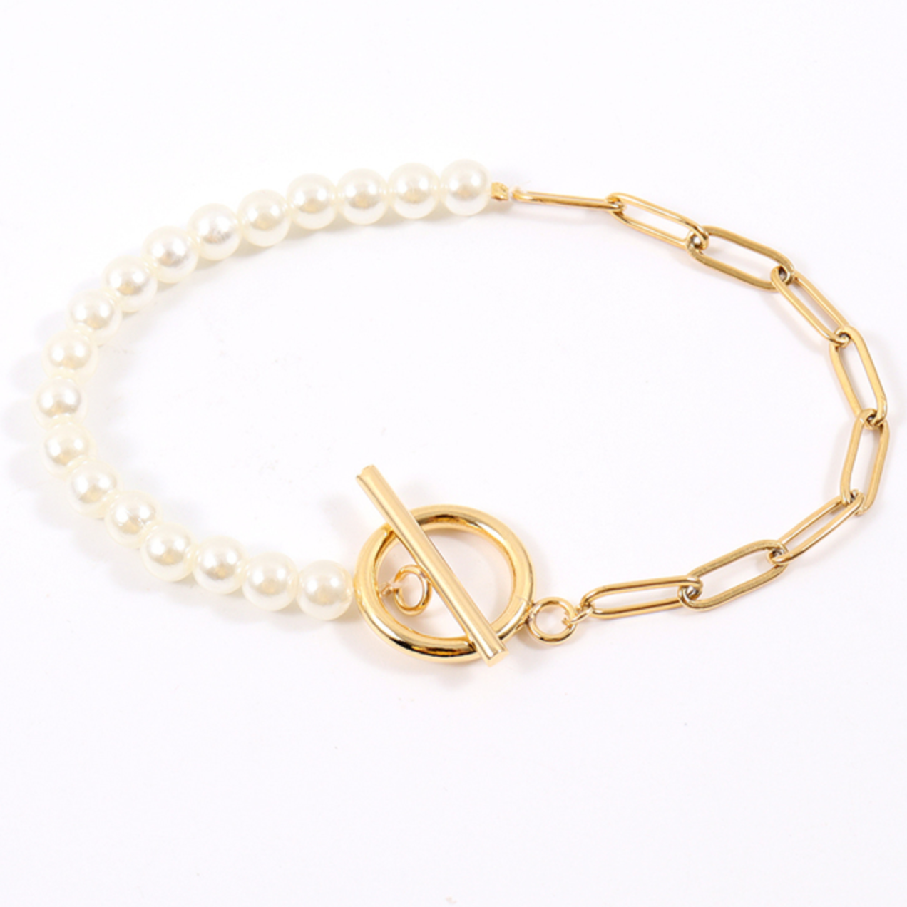 Elegant Pearl Jewelry Set - Timeless Bracelet and Necklace Combination