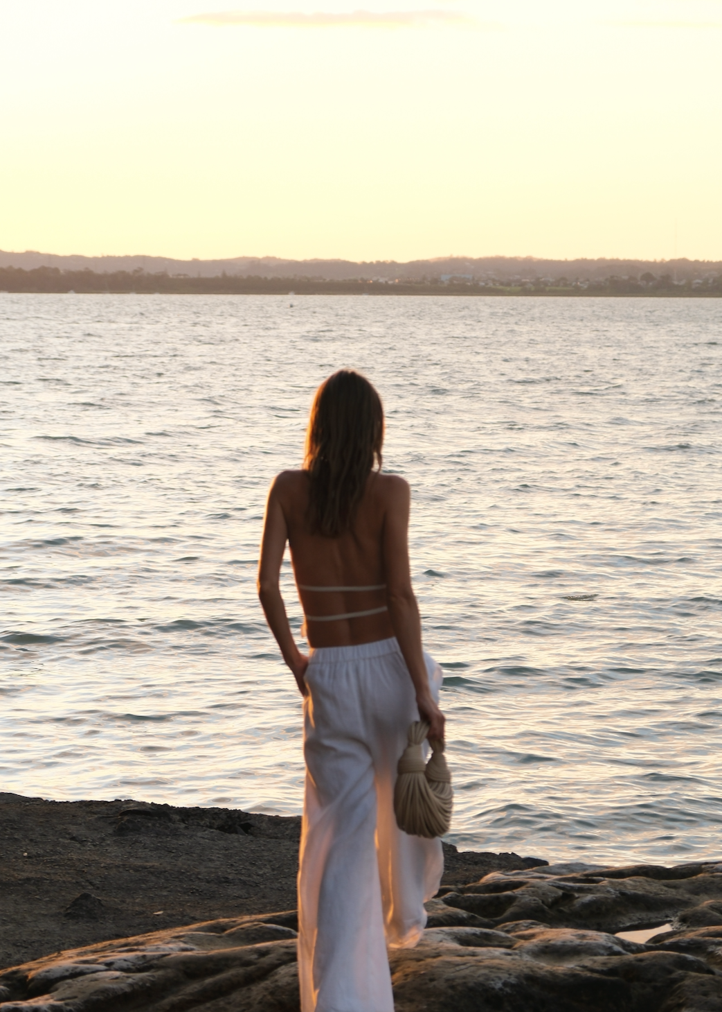 Roma | Women's White Low-Waist Palazzo Summer Pants