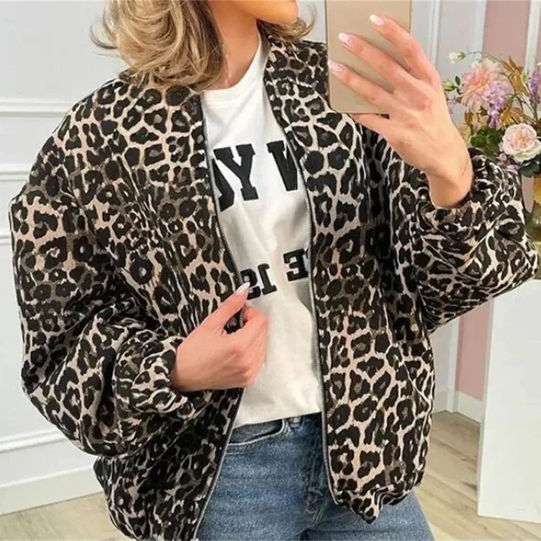 Leo | Bomber Jacket with Leopard Print