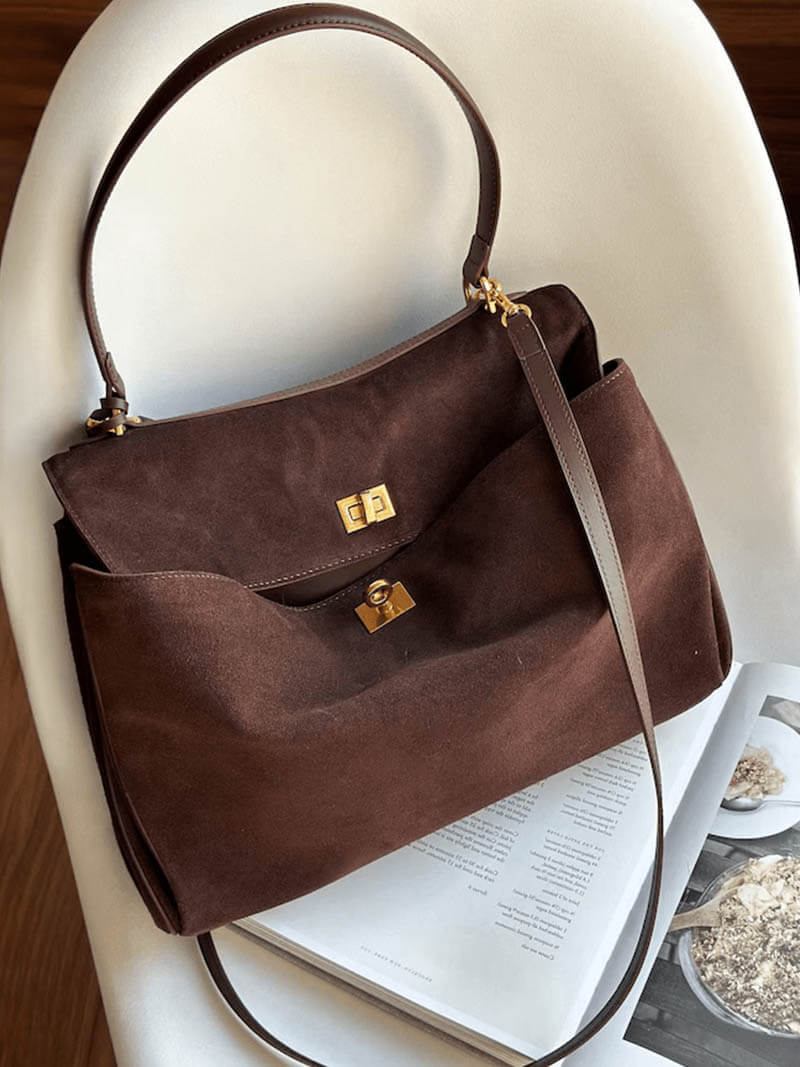 Luxury Suede Shoulder Bag - Stylish & Practical