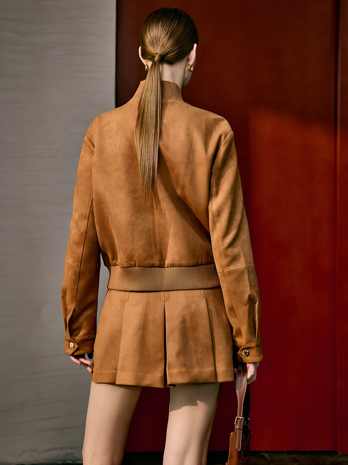 Clemente | Suede Mid Jacket with Zipper for Women - Regular Fit