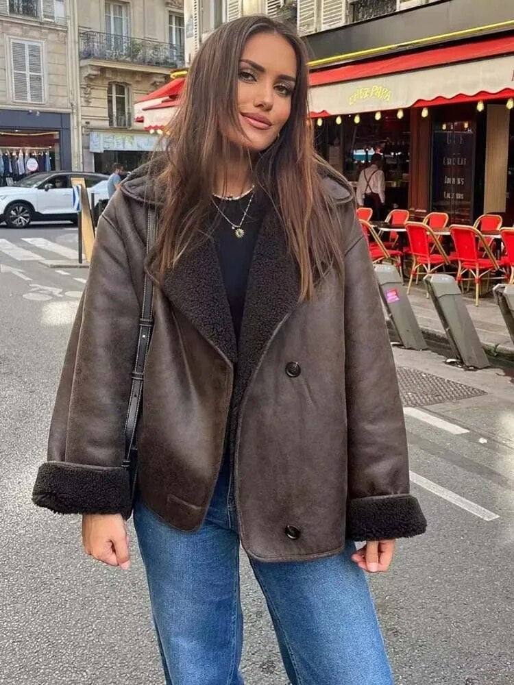 Aira | Biker Look Winter Jacket with Teddy Lining – Warm & Stylish