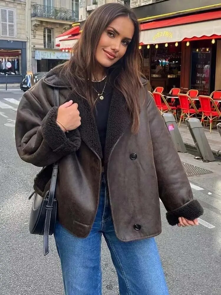 Aira | Biker Look Winter Jacket with Teddy Lining – Warm & Stylish