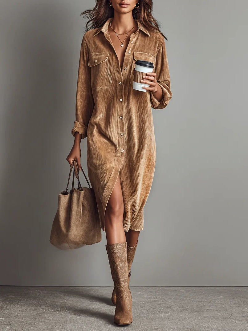 Elise | Corduroy Shirt Dress