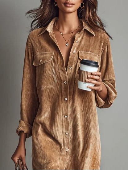 Elise | Corduroy Shirt Dress