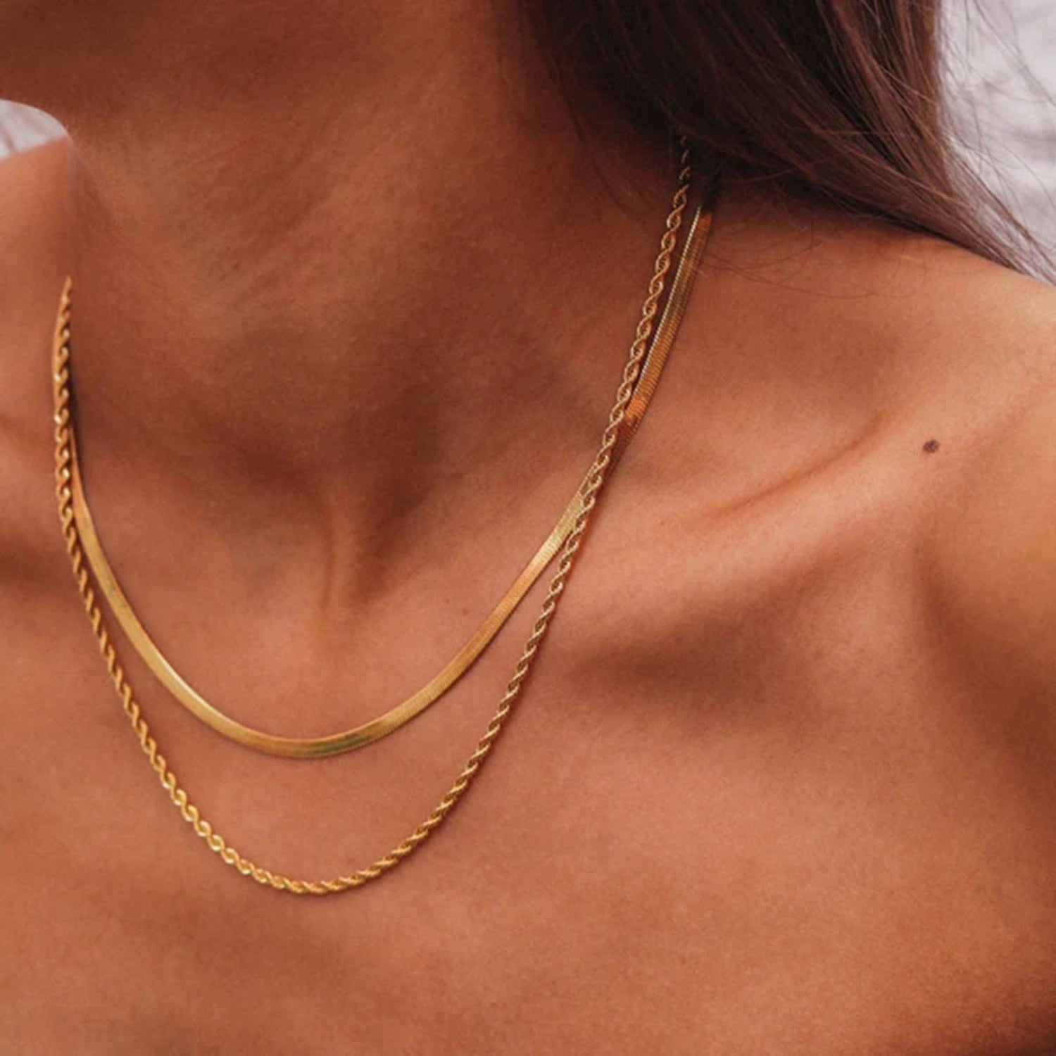 Maree | Double Link Layered Gold Necklace