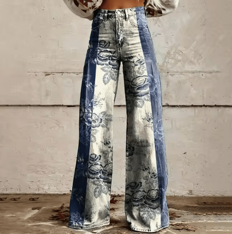 Nanine | Vintage-Inspired Boho Floral Wide Leg Pants