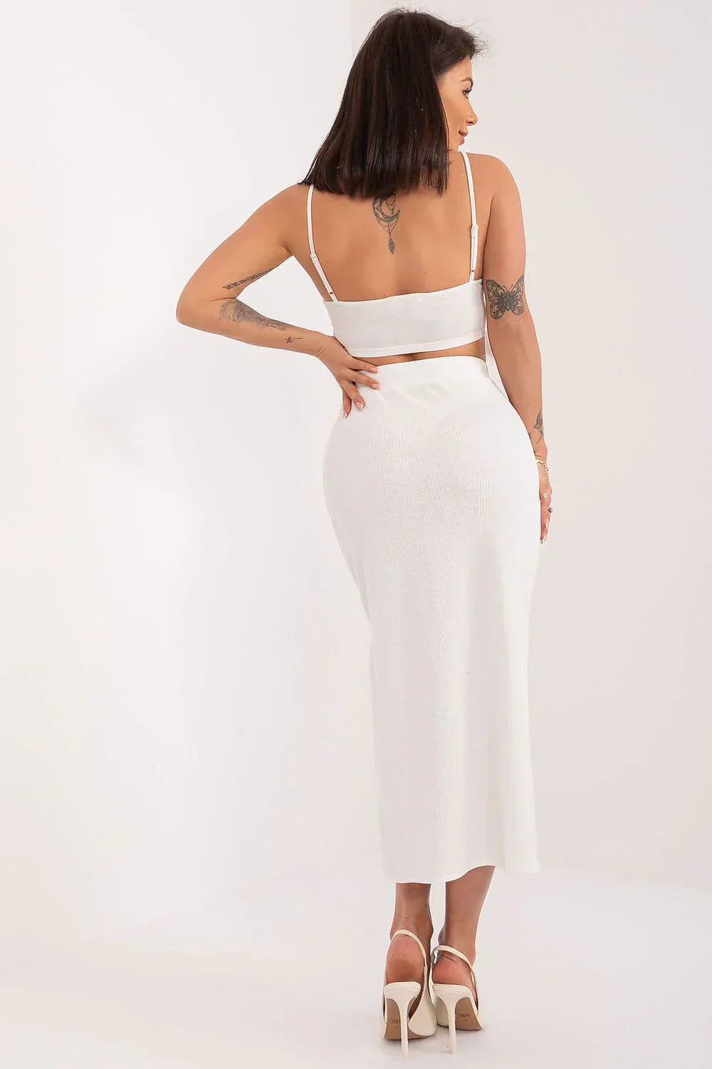 Duana | Women's Two-Piece Set – Crop Top & Midi Skirt with Side Split