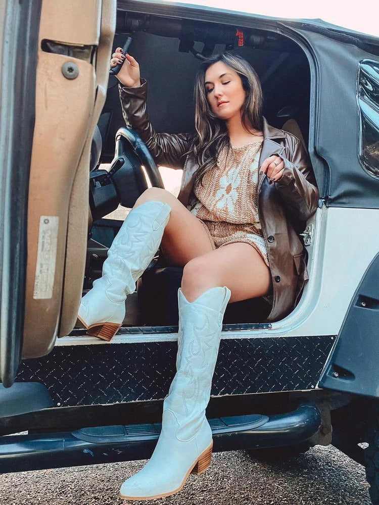 Dieke | Faux Leather Cowboy Boots in Western Style