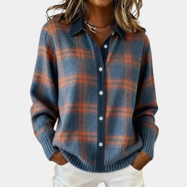 Nora | Cozy Plaid Knit Cardigan