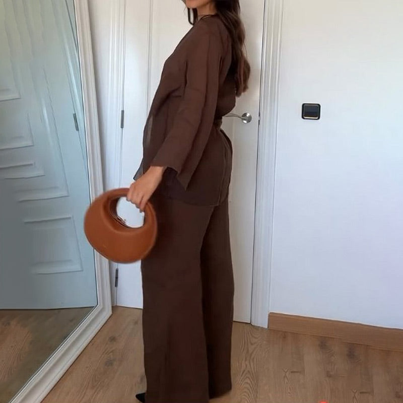 Women's Coordinated Set – Wrap Kimono and Trouser Ensemble