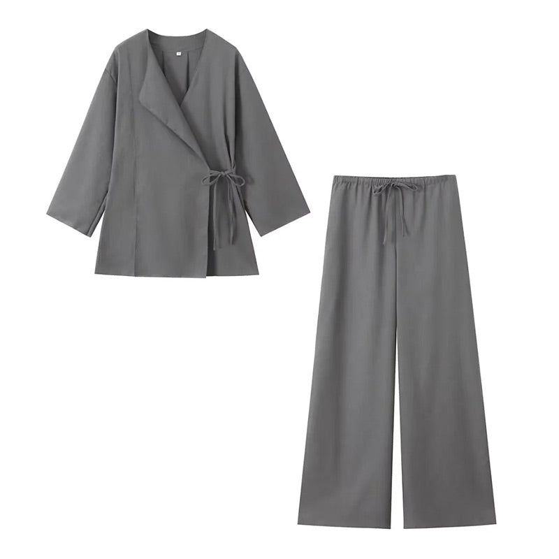 Women's Coordinated Set – Wrap Kimono and Trouser Ensemble
