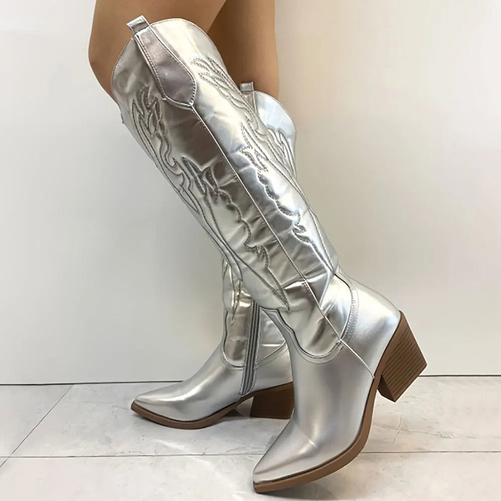 Dieke | Faux Leather Cowboy Boots in Western Style