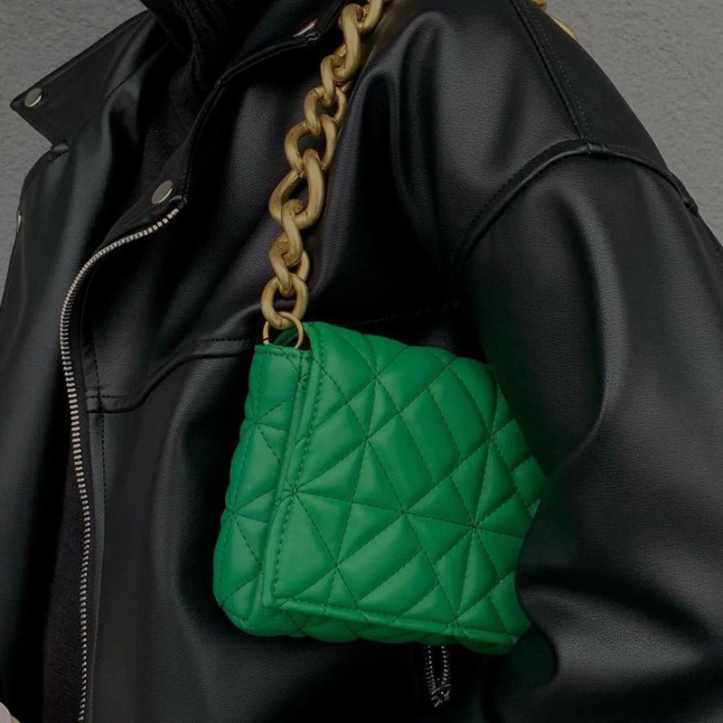 Macey | Green Vegan Leather Chain Bag